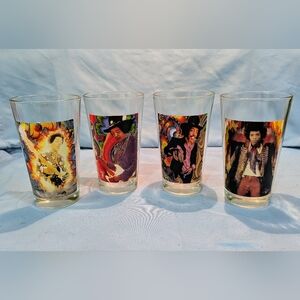 Set of 4 Jimi Hendrix Collectible 16 oz Drinking Pint Glasses Rare Vintage Rock